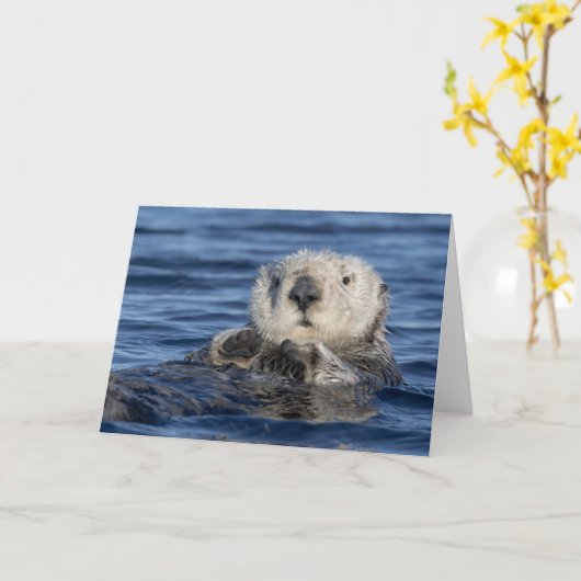 Schattige Zee otter-kaart Kaart (Gele Bloem)