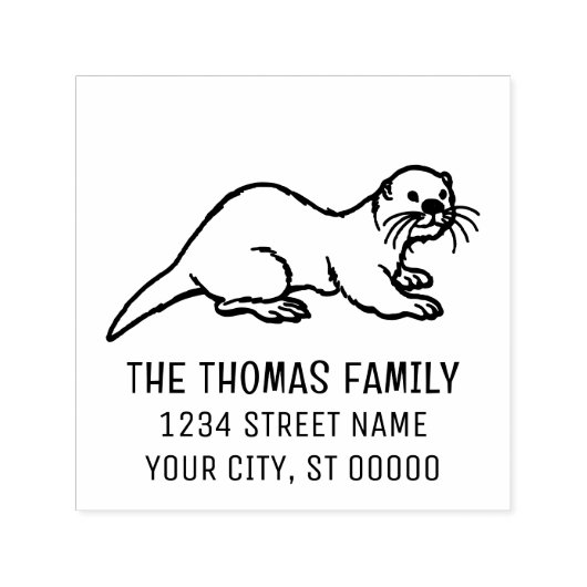 Schattige Zee Otter naam retouradres Embosser R Zelfinktende Stempel (Design)