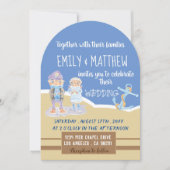 Schattige Zee Otters Cartoon Beach bruiloft uitnod Kaart (Voorkant)