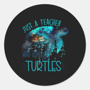 Schattige Zee Schildpad Docent Ocean Wildlife Eart Ronde Sticker