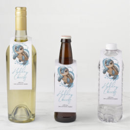 Schattige Zee Schildpad Kerstvakantie Waterverf Flessenhanger