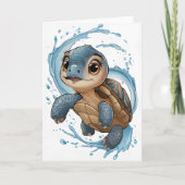 Schattige Zee Schildpad Kerstvakantie Waterverf Kaart (Voorkant)