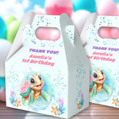 Schattige Zee Schildpad Kleurrijke 1e Verjaardag F Bedankdoosjes