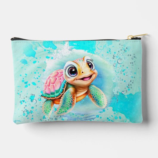 Schattige Zee Schildpad Meisje Ocean Pink Turquois Etui (Achterkant)
