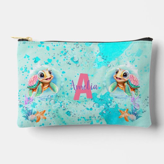 Schattige Zee Schildpad Meisje Ocean Pink Turquois Etui (Voorkant)