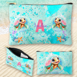 Schattige Zee Schildpad Meisje Ocean Pink Turquois Etui