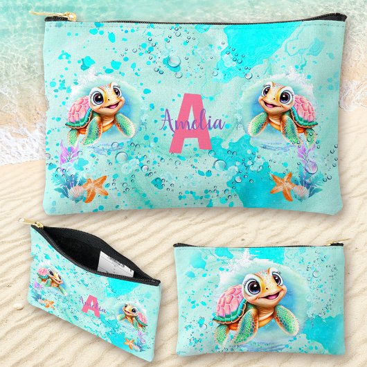 Schattige Zee Schildpad Meisje Ocean Pink Turquois Etui