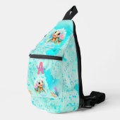 Schattige Zee Schildpad Meisje Ocean Turquoise Mon Sling Bag (Rechterhoek)