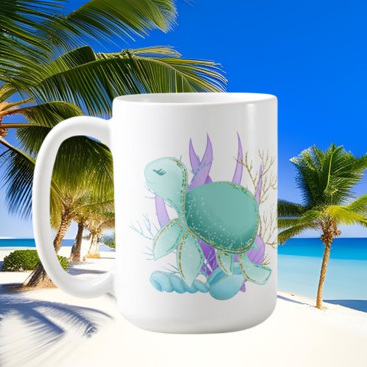 schattige zee schildpad monogram koffiemok