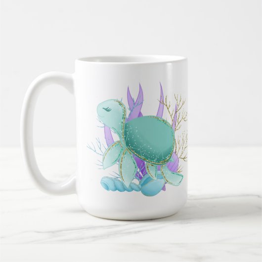 schattige zee schildpad monogram koffiemok (Links)