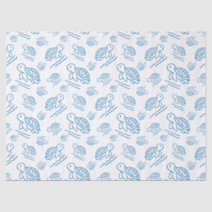 Schattige Zee Schildpad Nautical Doodle Patroon Tissuepapier