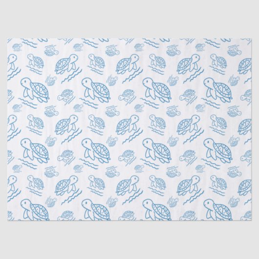 Schattige Zee Schildpad Nautical Doodle Patroon Tissuepapier (Voorkant)