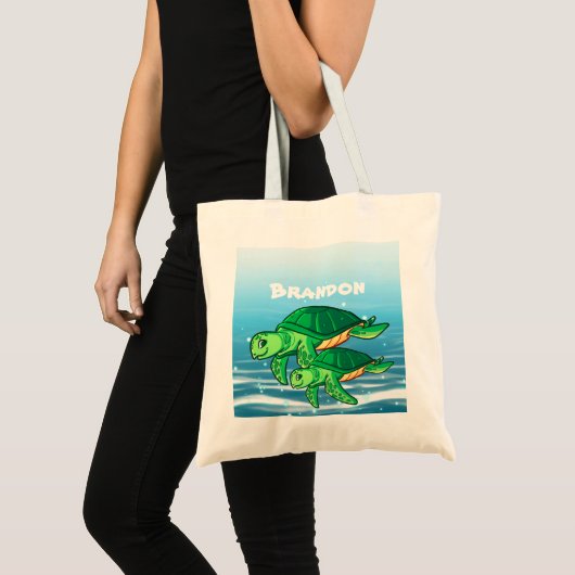 schattige zee schildpad tote bag (Voorkant (product))