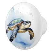 Schattige Zee Schildpad Waterverf Ocean Animal Bad Keramische Knop (Rechts)