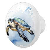 Schattige Zee Schildpad Waterverf Ocean Animal Bad Keramische Knop (Rechts)