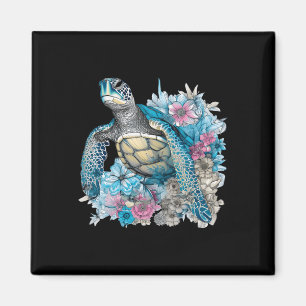Schattige Zee Schildpad Wildflowers Dierenvriend S Magneet