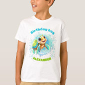 Schattige Zee Turtle Birthday Boys' T-shirt (Voorkant)