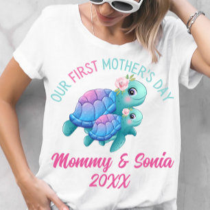 Schattige Zee Turtle First Moederdag T-shirt