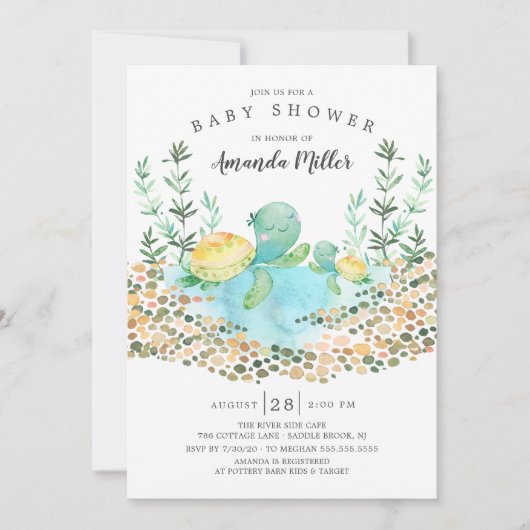 Schattige Zee Turtle Ocean Baby shower Kaart (Voorkant)