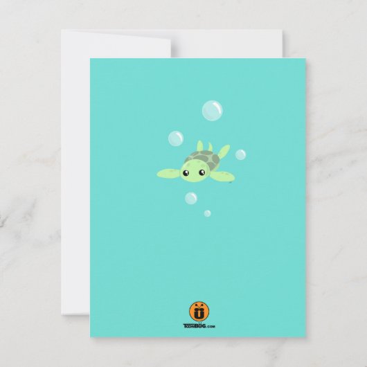 Schattige Zee Turtle verjaardagsuitnodiging Kaart (Achterkant)
