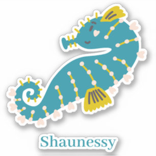 Schattige zeeen Paard blauwgroen Blauw Roze Harten Sticker