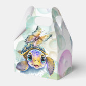 Schattige Zeeen Schildpad en een Vlinder Baby show Bedankdoosjes (Achterkant)