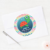 Schattige Zeeen schildpad; Kleurrijk Chevron Baby  Ronde Sticker (Envelop)