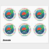 Schattige Zeeen schildpad; Kleurrijk Chevron Baby  Ronde Sticker (Vel)