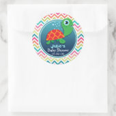 Schattige Zeeen schildpad; Kleurrijk Chevron Baby  Ronde Sticker (Tas)