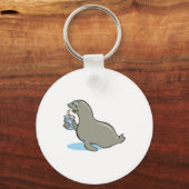schattige zeehond met drankje sleutelhanger (Voorkant)