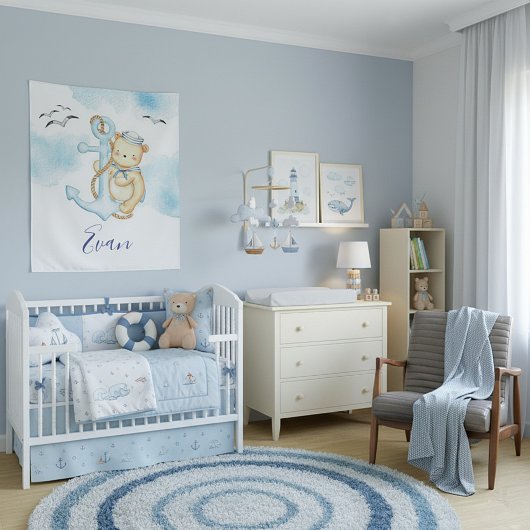 Schattige zeeman beer baby wandkleed
