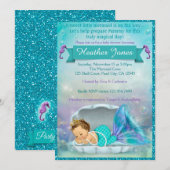 Schattige Zeemeermin Baby Douche Uitnodigingen #13 (Voorkant / Achterkant)