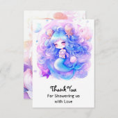 Schattige Zeemeermin Baby shower Magic Bedankkaart (Voorkant / Achterkant)