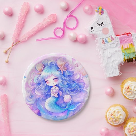 Schattige Zeemeermin Baby shower Magic Papieren Bordje (Feest)