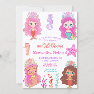 Schattige Zeemeermin Baby Shower Onder de Zee Baby Kaart