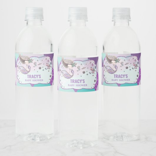 Schattige Zeemeermin Baby shower Onder het Zee Fav Waterfles Etiket (Flessen)