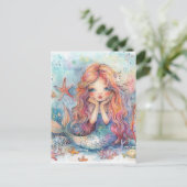Schattige zeemeermin Briefkaart (Staand voorkant)
