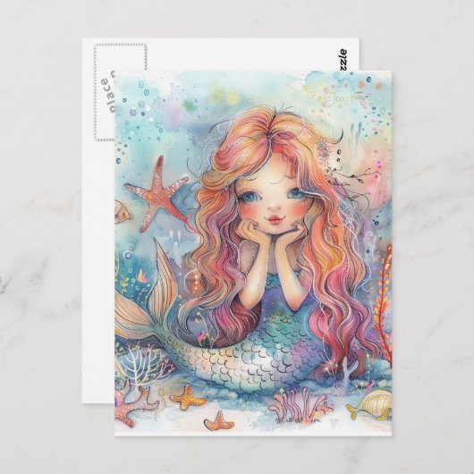 Schattige zeemeermin Briefkaart (Voorkant / Achterkant)