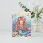 Schattige zeemeermin Briefkaart (Staand voorkant)