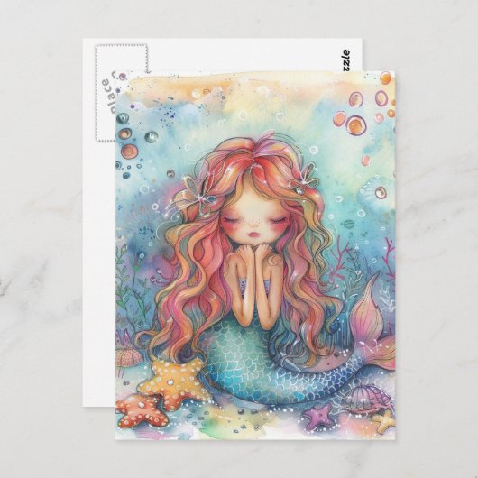 Schattige zeemeermin Briefkaart (Voorkant / Achterkant)