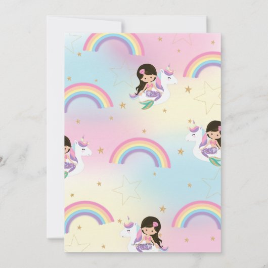 Schattige Zeemeermin en Eenhoorn Zwembad Verjaarda Kaart (Achterkant)