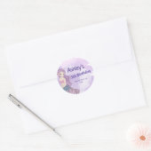 Schattige Zeemeermin Feest, Zeemeermin Verjaardag Ronde Sticker (Envelop)