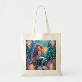 Schattige Zeemeermin & Kwallenlantaarns Tote Bag