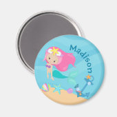 Schattige Zeemeermin Meisje Gepersonaliseerd Stran Magneet (Voorkant / Achterkant)