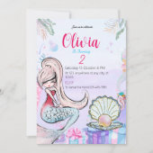 Schattige Zeemeermin meisjesverjaardagsfeestje Kaart (Voorkant)