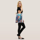 Schattige zeemeermin met kwal lantaarn tote bag (Op model)