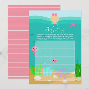 Schattige Zeemeermin Onder de Zee Meisje Baby Show Kaart