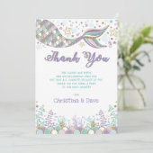 Schattige Zeemeermin Onder Zee Feestje Baby Shower Bedankkaart (Staand voorkant)