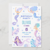 Schattige Zeemeermin Onder Zee Verjaardagsfeestje Kaart (Voorkant)