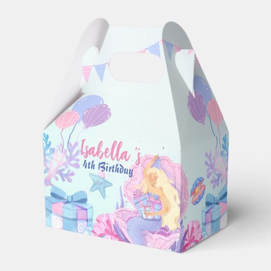 Schattige Zeemeermin Regenboog Waterverf Verjaarda Bedankdoosjes (Voorkant Zijde)